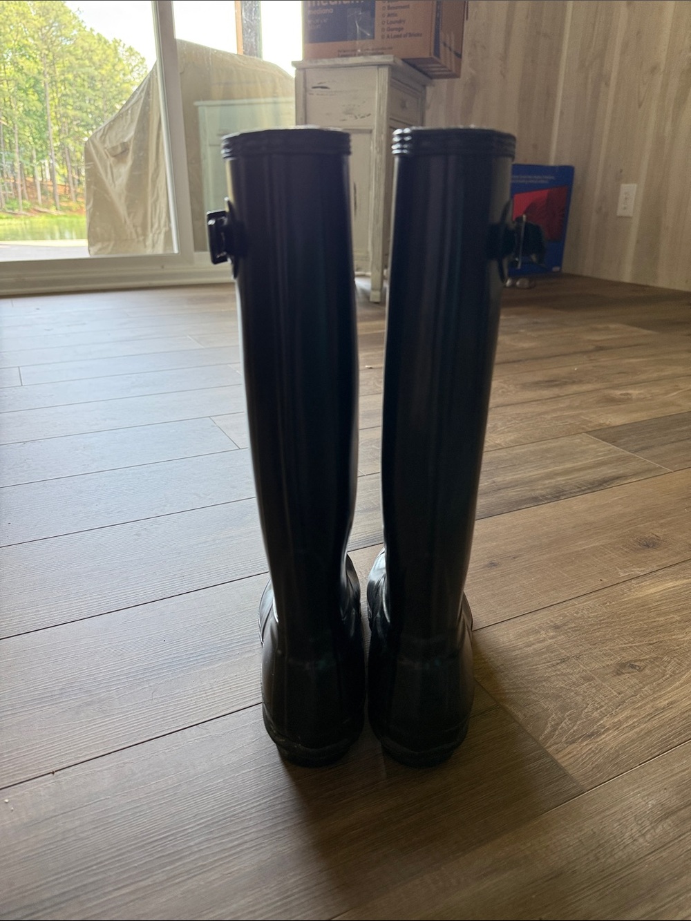 Hunter Gloss Black Knee-High Rain Boots - Picture 3 of 4